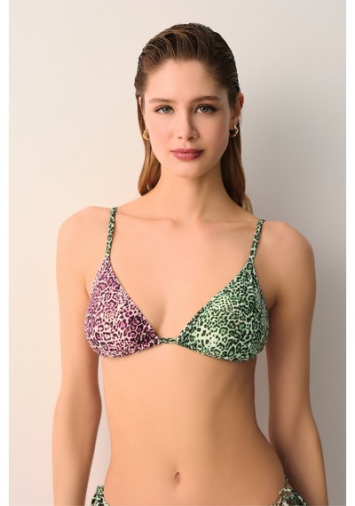Suwen Leopop Üçgen Bikini Üst Sb26535543543 Leopar Desenli