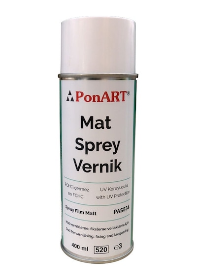 Ponart Mat Sprey Vernik 400 Ml. Akrilik. Tempera. Yağlıboya N11.95