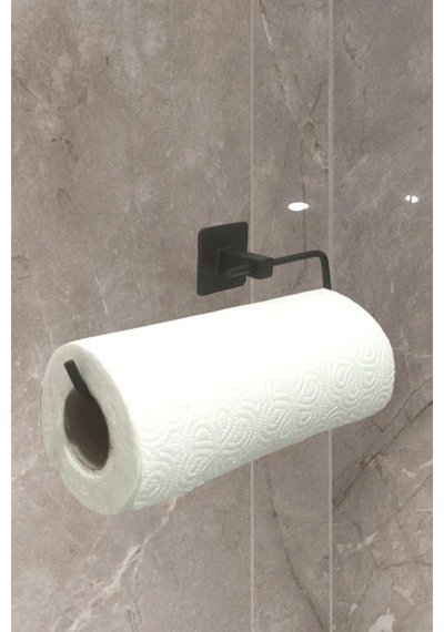 Karteya Siyah Rulo Havluluk Peçetelik Yapışkanlı Pratik Banyo Mutfak Askısı Siyah
