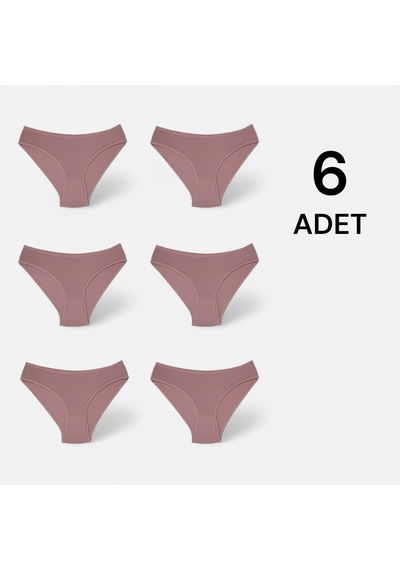 Erdenay Tekstil Penye Licralı Kadın Bikini Külot 6'lı - Gül Kurusu Gül Kurusu