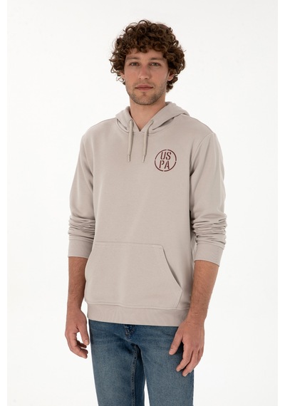 U.S. Polo Assn. Erkek Regular Fit Kapüşonlu Taş Sweatshirt 50313718-VR049