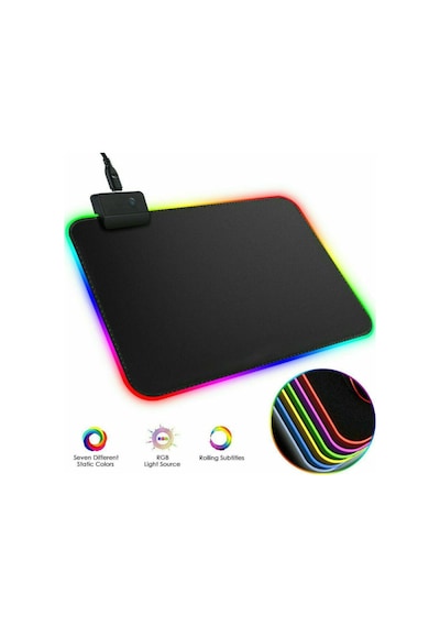 Unico Rgb Led Işıklı Baskısız Siyah Gaming Mouse Pad 35 X 30Cm