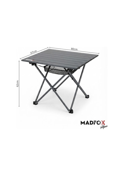 Madfox Apex Katlanabilir Alüminyum Kamp Masası 4 Kişilik Siyah