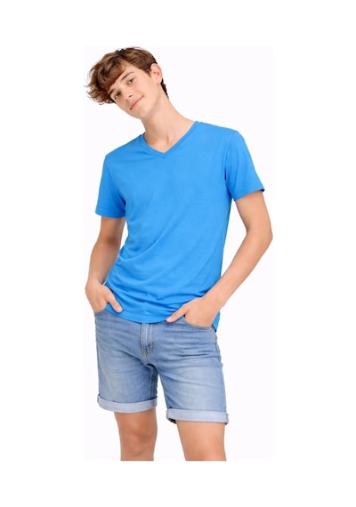 Wear Vexel Genç Erkek Çocuk V Yaka Tişört Model - Açık Mavi Çok Renkli