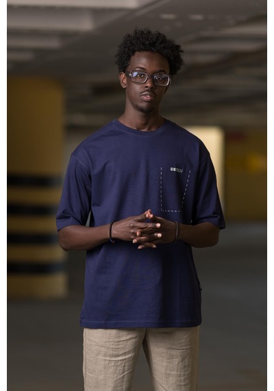 Bisiklet Yaka  Arkası Baskılı Oversize Geniş Model T-shirt 001