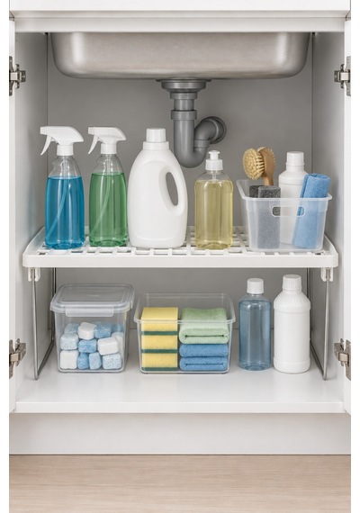 Katlanabilir Metal Ayaklı Dolap İçi Raf Yükseltici 36x22x16 Cm Mutfak Ve Banyo Düzenleyici Organizer Beyaz