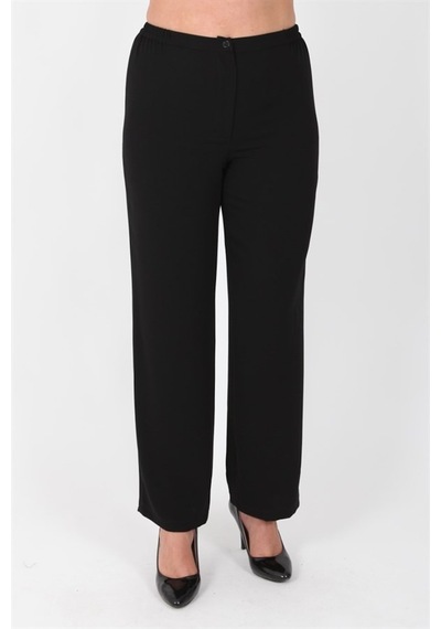 Ladies First Ladıes Fırst Büyük Beden 3570 Siyah Klasik Dar Paça Pantolon Krep