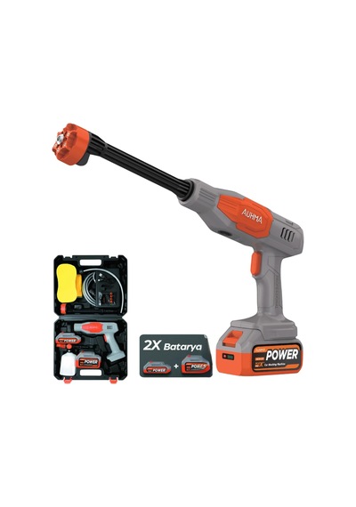 Auhma Acr07t Reel 203psı Çift Akülü Yeni Nesil Motor 12 Parça Profesyonel Oto Yıkama Tabancası