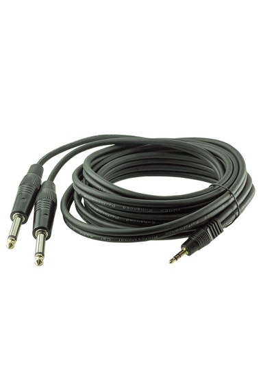 3 Metre 3.5mm Stereo Erkek To 2x6.3mm Mono Erkek Ses Kablosu Siyah