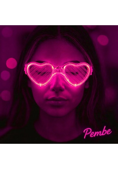 Pembe - 252 - Led Işıklı Gözlük 3 Modlu Parti &amp - Kmrsfres - Glow Gözlüğü
