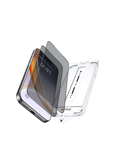 Apple Uyumlu   iPhone 17 Pro Raptic Air Glass 2.5d Privacy Hayalet Ekran Koruyucu 2 Adet Uygulama Aparatlı Siyah