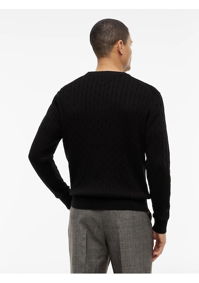 Tommy Hilfiger Erkek Classic Cable Crew Kazak Siyah