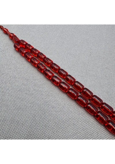 Usta İşçilikli İp Yolları Hatasız Ateş Kehribar Tespih Kırmızı