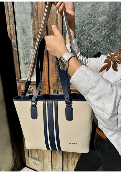 Kadın Orijinal Just Polo Yeni Sezon Büyük Boy 3 Bölmeli Lüks El Ve Omuz Çantası Shoulder Bag Ekru