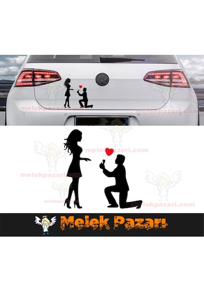 Diz Çöken Adam Aşk Oto Sticker