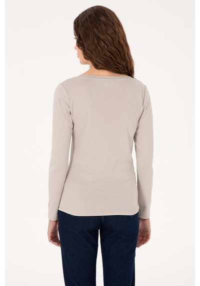 U.S. Polo Assn. Kadın Taş Slim Bisiklet Yaka Basic Sweatshırt 50315419-VR049