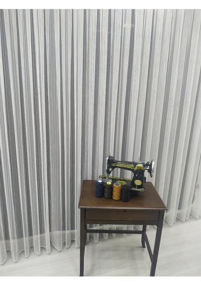 Tül Perde Çizgili Sade Ve Spor Dökümlü Pile Duruşuyla (307535162)