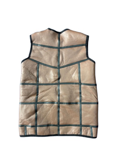 Ln Leather Özel Üretim Patchwork -süet Gerçek Deri Çocuk Yelek 5-6 Yaş Taba