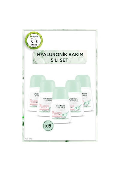 Garnier Mineral Hyaluronik Bakım Roll-on Deodorant 5'li Set pkthylrnbkmrln5-9172