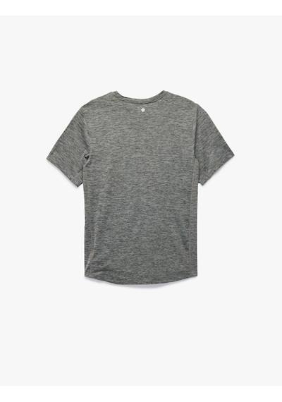 Koton Regular Fit Kısa Kollu Dikiş Detaylı Desenli Bisiklet Yaka Spor Tişört Gri Melanj 6wam10056nk Gri Melanj