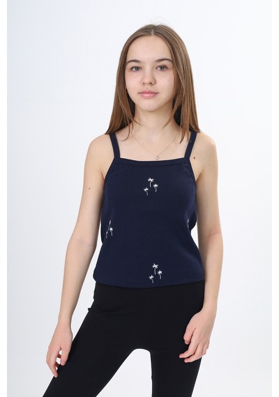 Toontoy Kids Toontoy Kız Çocuk Baskılı Atlet Lacivert