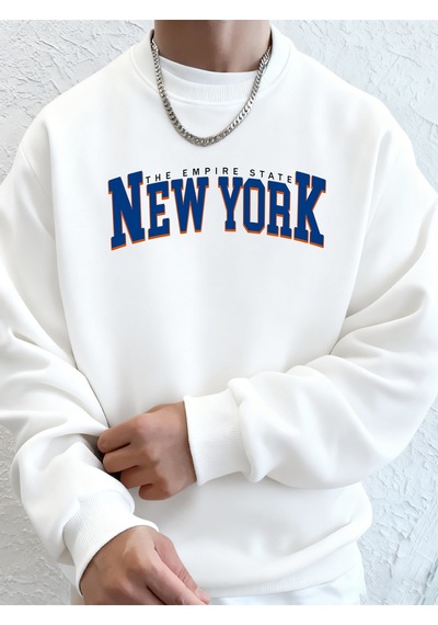 Startmore Startmoreempire State New York Print Man Polar Cepli Kapüşonlu Üst Sokak Sporları Tişörtü O-yaka Günlü Beyaz