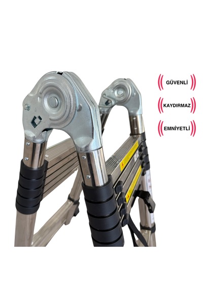 Endokon 220 + 220 Cm. - 7+7 Basamaklı Teleskopik Çelik Merdiven 220 + 220 A Ve I Tipi Teleskopik Uzayan