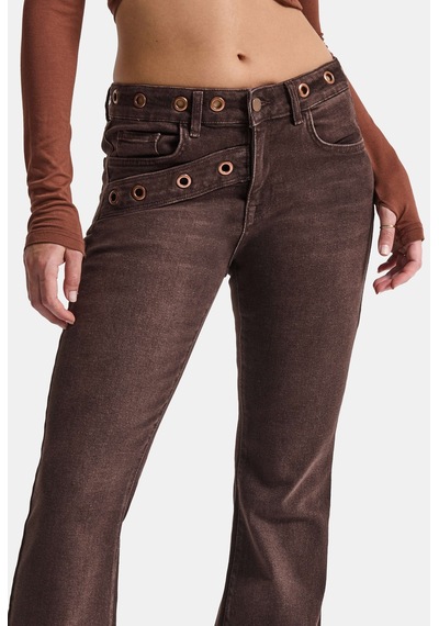 Kadın Koyu Kahve 2w6-16 Flare Fit Özel Tasarım Denim Jean