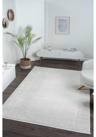 Mariesse Home Zen Koleksiyonu - Bambu Tarz Modern Sık Dokuma Halı Salon Oturma Odası Halısı Beyaz