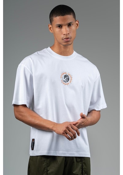 Maraton Sportswear Oversize Erkek Bisiklet Yaka Kısa Kol Basic Beyaz T-shirt 23242-beyaz