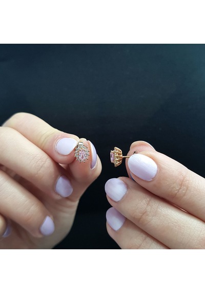 Lova Pırlantalı Oval Morganit Anturaj Küpe -  3070018