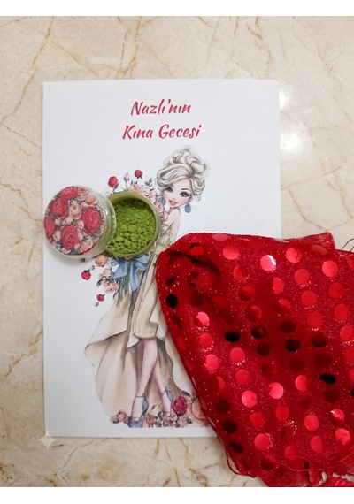 Kına Kartı Mendilli Ve Kınalı Çiçek Kız Tasarım