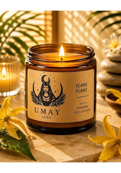 Tr Ylang Ylang Kokulu Mum -%100 Doğal Soya Wax Amber Kavanoz Aromaterapi Mum - 100 Cc Genel