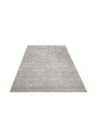 Bespoky Amelie Dizayn Geometrik Modern Salon Halısı Makine Dokuma Gri
