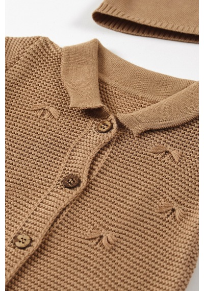 Tinylamb Premium Yenidoğan Bebek Triko Set 5 Parça Kahve - Premium Bebek Hediye Seti Kahverengi