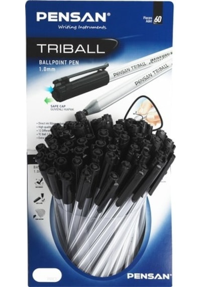 Pensan Trıball Tükenmez Kalem Siyah 60'lı Stand
