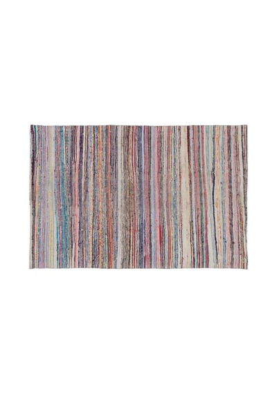 El Dokuması Vintage Yün-pamuk Çizgili Çaput Halı 32892 159 X 250 Cm Çok Renkli