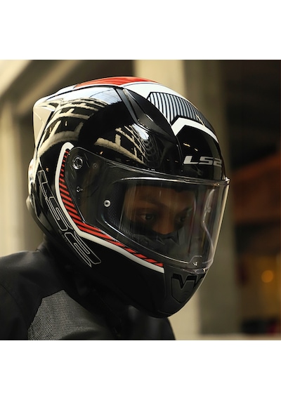 Şeffaf Cam + Ls2 Rapid 2 Race Extra Kask Beyaz - Kırmızı