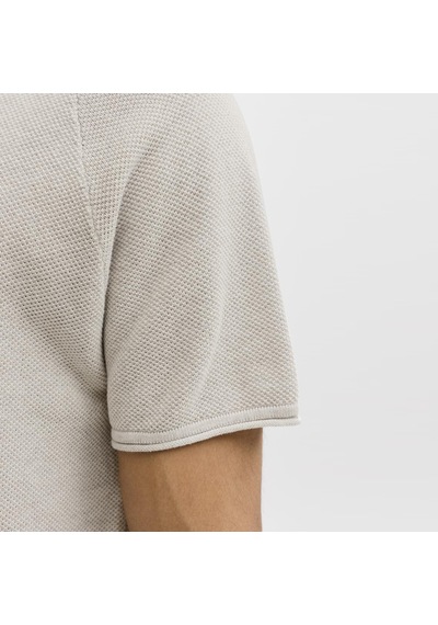 Jack & Jones Erkek Triko V Yaka Tisört- Hill - 12288251 Oatmeal