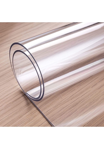 1.6mm Şeffaf Pvc Masa Ve Örtüsü Koruyucu Pedi Koruyucu Mika Asetat Örtüsü Zemin Koruma En: 100cm, Boy: 220cm