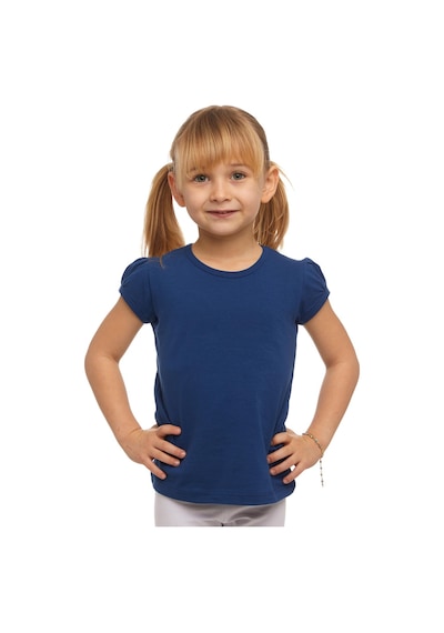 Lovetti Indigo Kız Çocuk Kısa Kollu Basıc Tişört İndigo