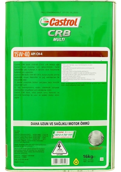 Castrol CRB Multi 15W-40 CH-4  Motor Yağı 16 KG