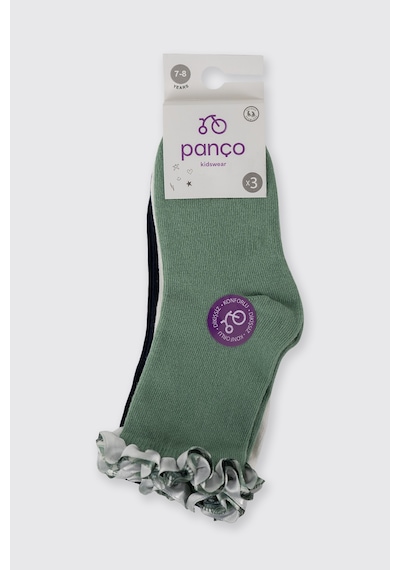 Panço Kız Çocuk 3'lü Soket Çorap 2522gk11007 Renkli