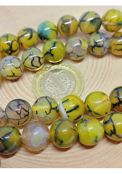 Akik Taşı Dizi 12mm 53364 Çok REnkli
