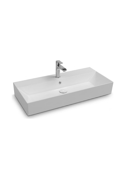 Isvea Sistema Z Tezgah Üstü Kare Lavabo 90x42 Cm Slim Batarya Delikli Beyaz 10sf50090