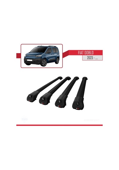 Fiat Doblo 2023 Ve Sonrası İle Uyumlu Ace-1 Ara Atkı Tavan Barı Siyah 4 Adet Bar