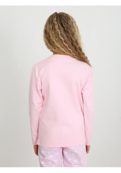 Kız Çocuk Uzun Kollu %100 Pamuklu Pijama Takımı Let Your Pembe