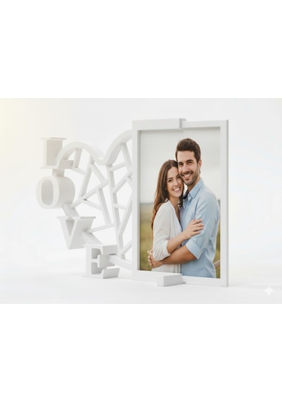 Kalpli Love Fotoğraf Çerçevesi - 3d Baskı 13x10 Cm 13 X 21