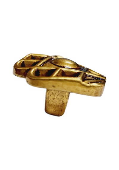 Metal Kulp Kristal Antiksarı Düğme - 4 Adet Sarı