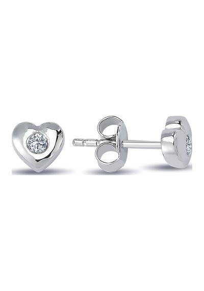 Lova 0.10 Karat Pırlanta Tektaş Kalp Küpe - 3040085